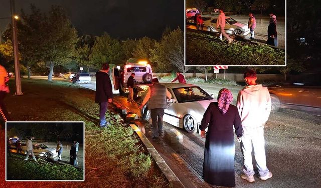 Eskişehir’de düğün dönüşü yağışlı havada kaza: Araç karşı yola çıktı