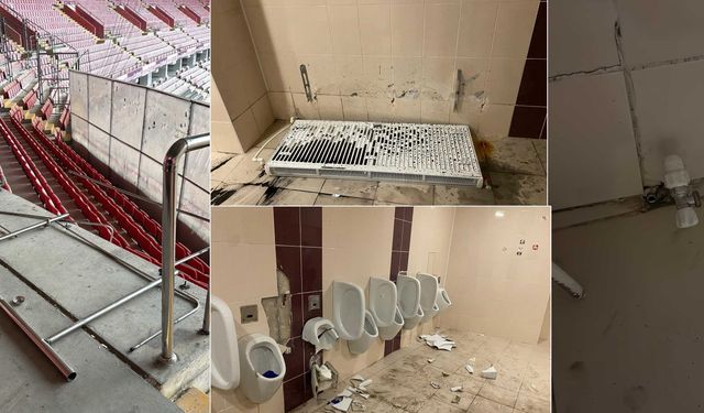 Eskişehirspor maçının ardından deplasman tribününde hasar