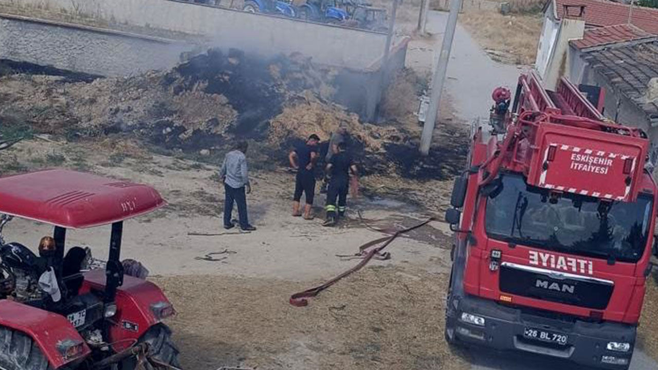 Günyüzü’nde Çiftçinin Saman Balyaları Küle Döndü