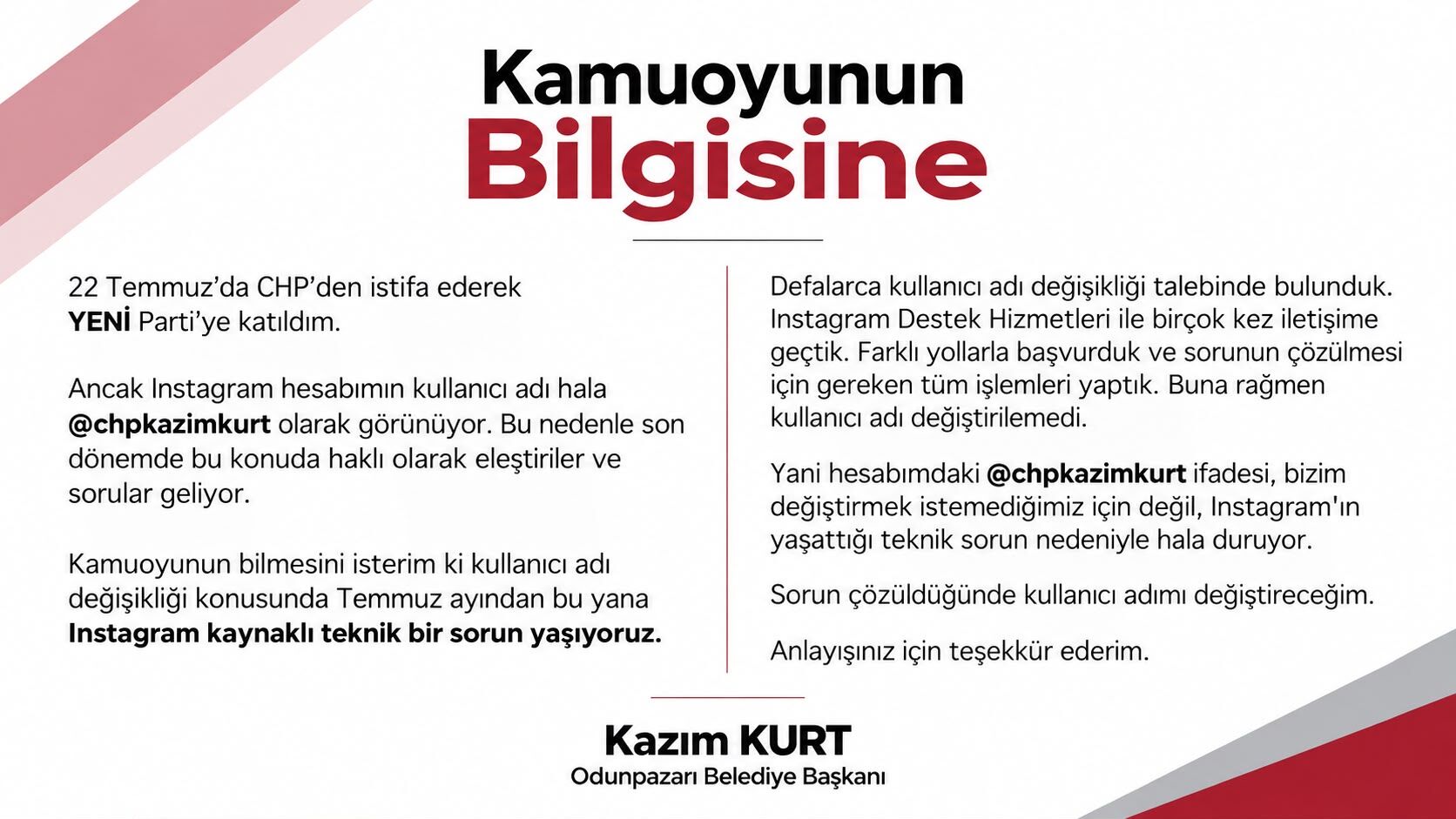 Kazım Kurt’tan Instagram kullanıcı adı açıklaması-1
